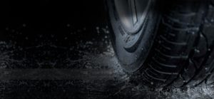 car tire in water