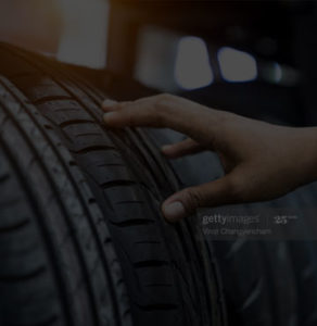 checking car tyre