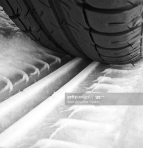 tire track on snow